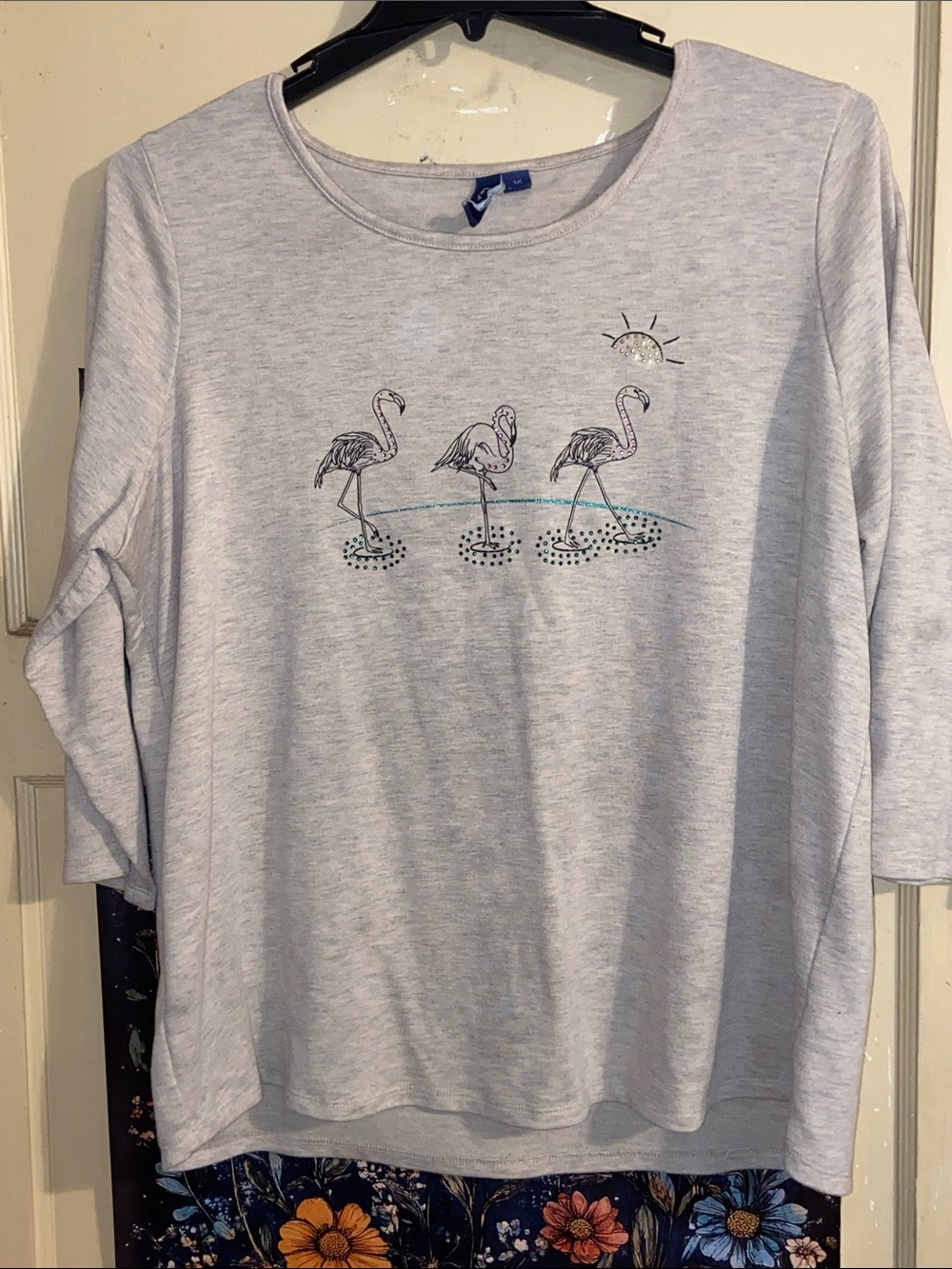 CASEY KEY FLAMINGO T-SHIRT Tan 3/4 Sleeves